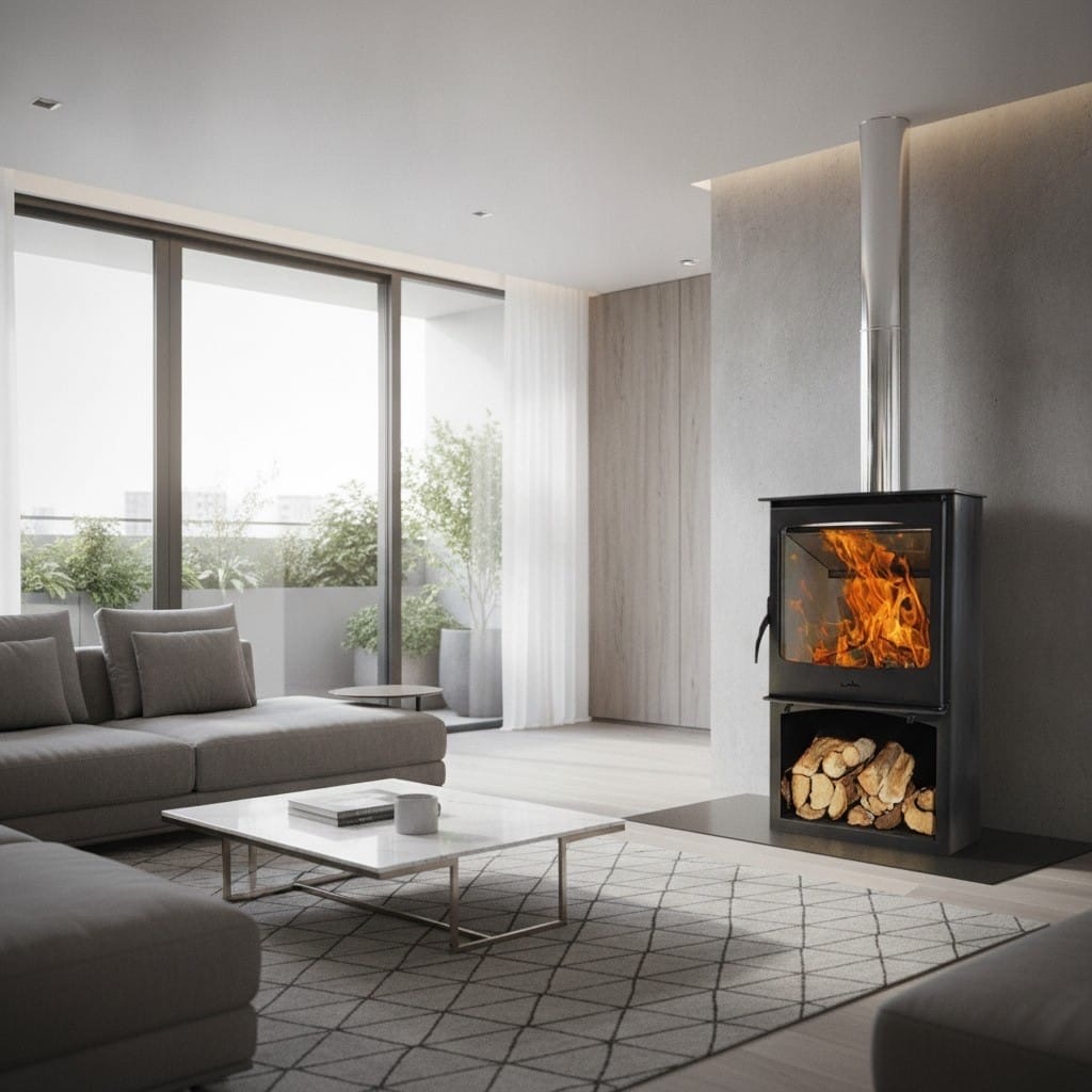 Modern closed combustion fireplace installed in a Cape Town home
