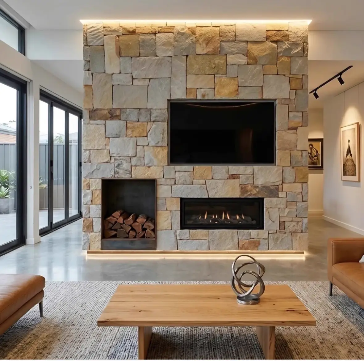Balanced-flue gas fireplace installed in a Cape Winelands living room